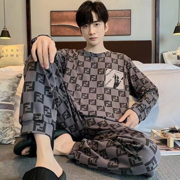 2024 pijama de otoño para hombres mangas largas sueltas coreanas casuales sueltas de tamaño grande se puede usar en el exterior conjunto de ropa de casa