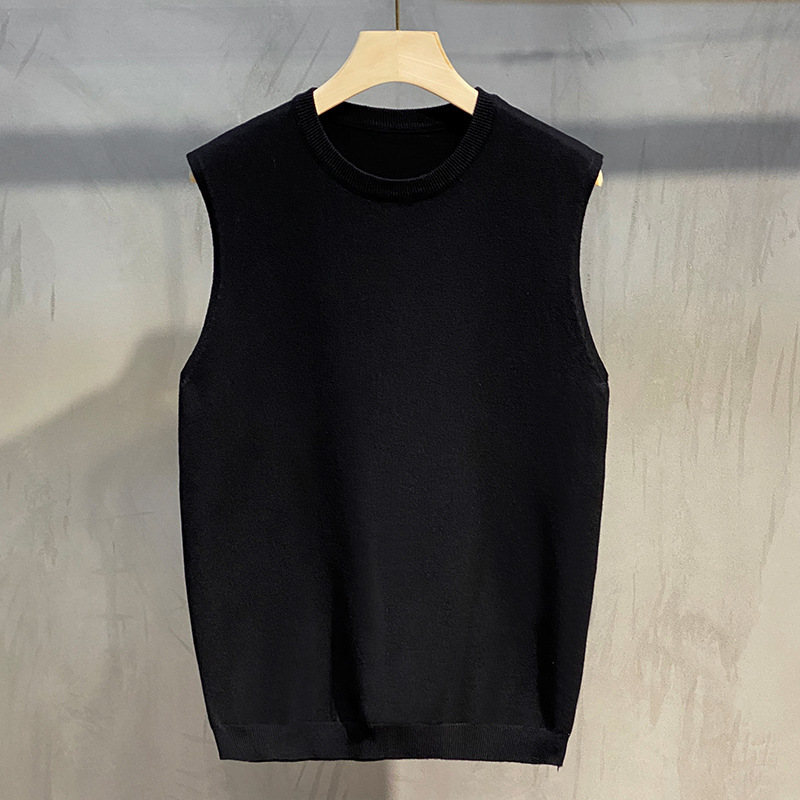 Sweater Vest Knitted Vest Men's Autumn and Winter Loose Casual Hong Kong Style Stacked Outer Wear Men's Sleeveless Waistcoat Sweater Vest Knitted Vest Men's Autumn and Winter Loose Casual Hong Kong Style Stacked Outer Wear Men's Sleeveless Waistcoat