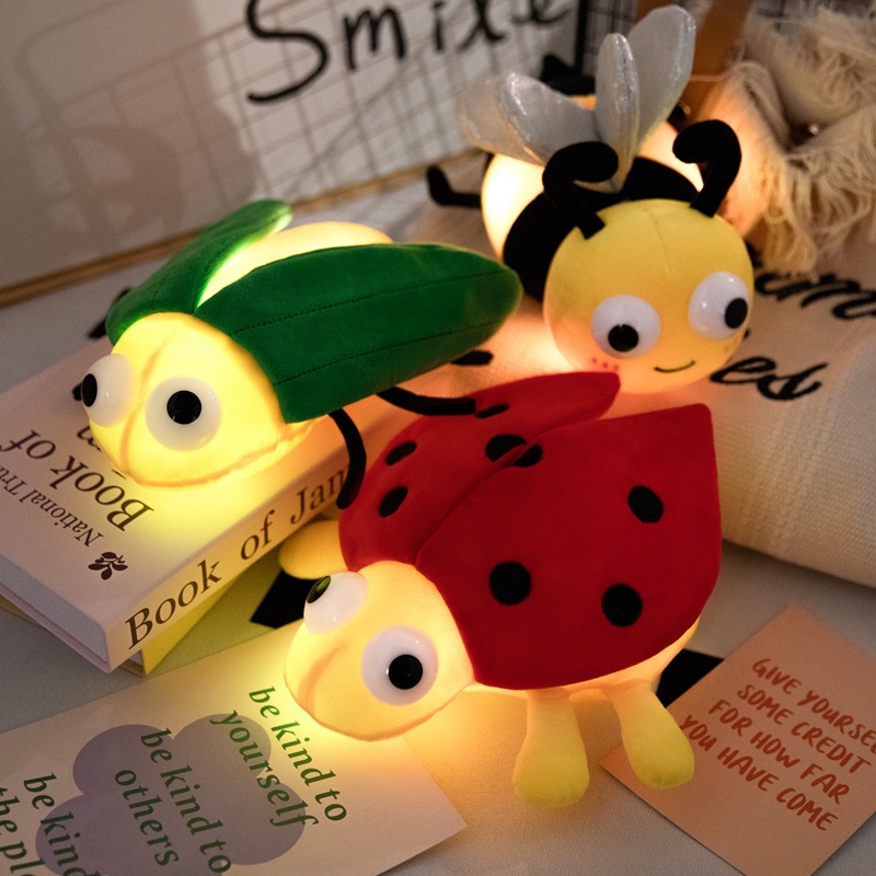 Cute abeja de color luciérnagas siete estrellas mariposas series de insectos luminosos muñecas de peluche muñecas de insectos image 2