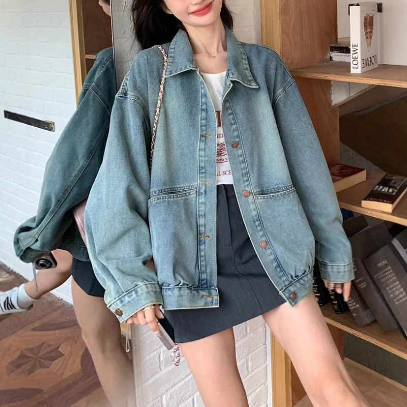 复古牛仔外套女2025春秋新款韩版慵懒风小个子宽松休闲夹克短上衣|undefined