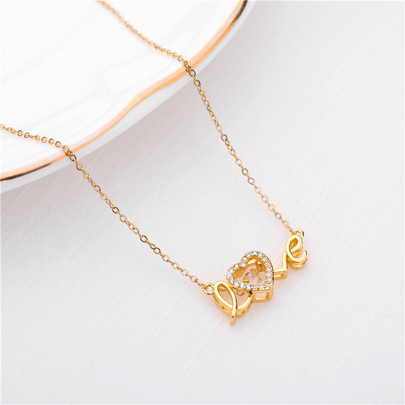 Necklace Classification 316L Stainless Steel Chain Material cable chain Chain Type 1 Piece Quantity Real Gold Plated 316 Stainless Steel PVD Coated Rhinestones Letter Waterproof Non Tarnish Plating Inlay Elegant Simple Style Cable Chain Necklace For Women's