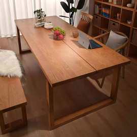 北美白蜡木餐桌现代实木大板桌红橡木莫比恩书法桌茶桌家用饭桌子