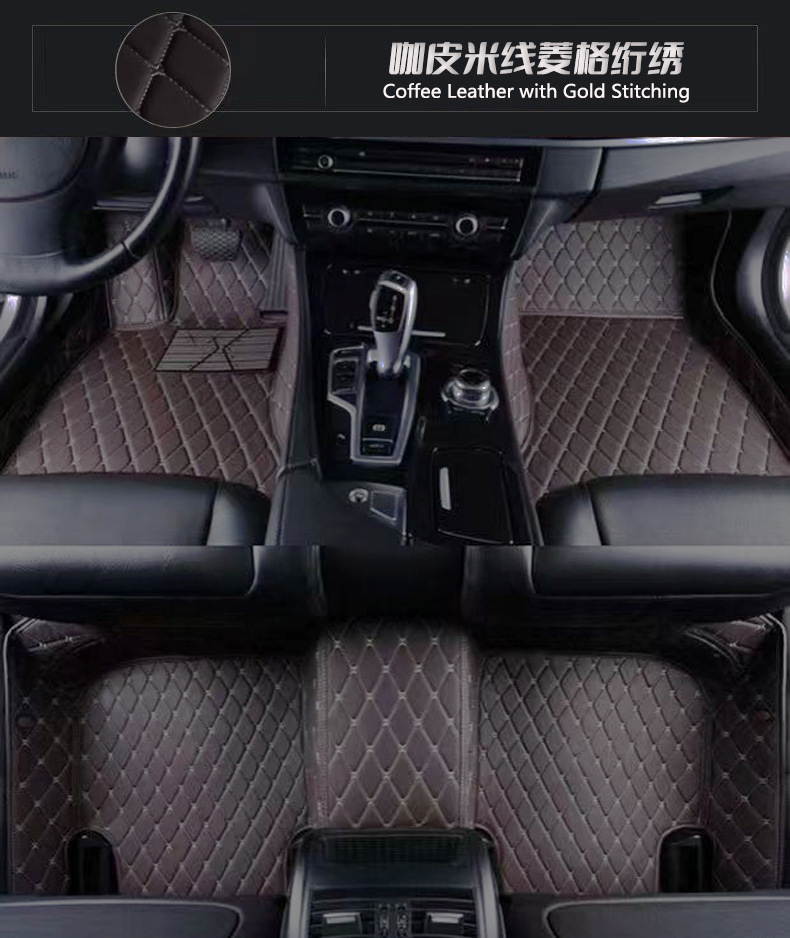 Left and Right Steering Wheel Lhdrhd Diamond Quilted Leather Full Surround 3D All-Weather Non-Slip Wear-Resistant Full Surround Car Floor Mats