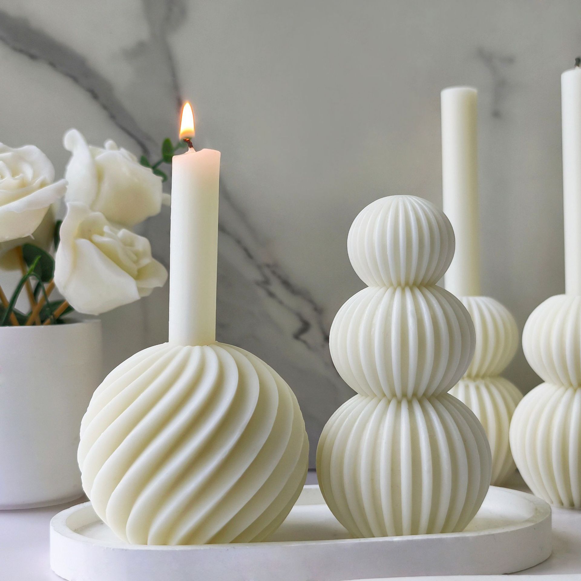 Jiahui-mei origami esfera molde de barro de banana columna de rayas geométricas resina de banda magnética molde de decoración mayorista