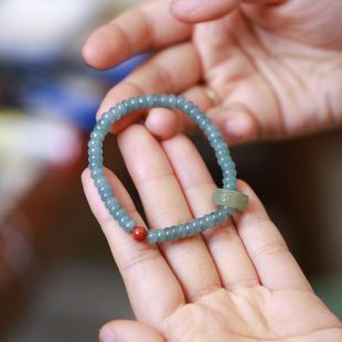 Blue Water Jade Abacus Beads Single Circle Bracelet Hetian Jade Running Ring Southern Red Accessories Bracelet Jewelry Lucky and Auspicious Bracelet