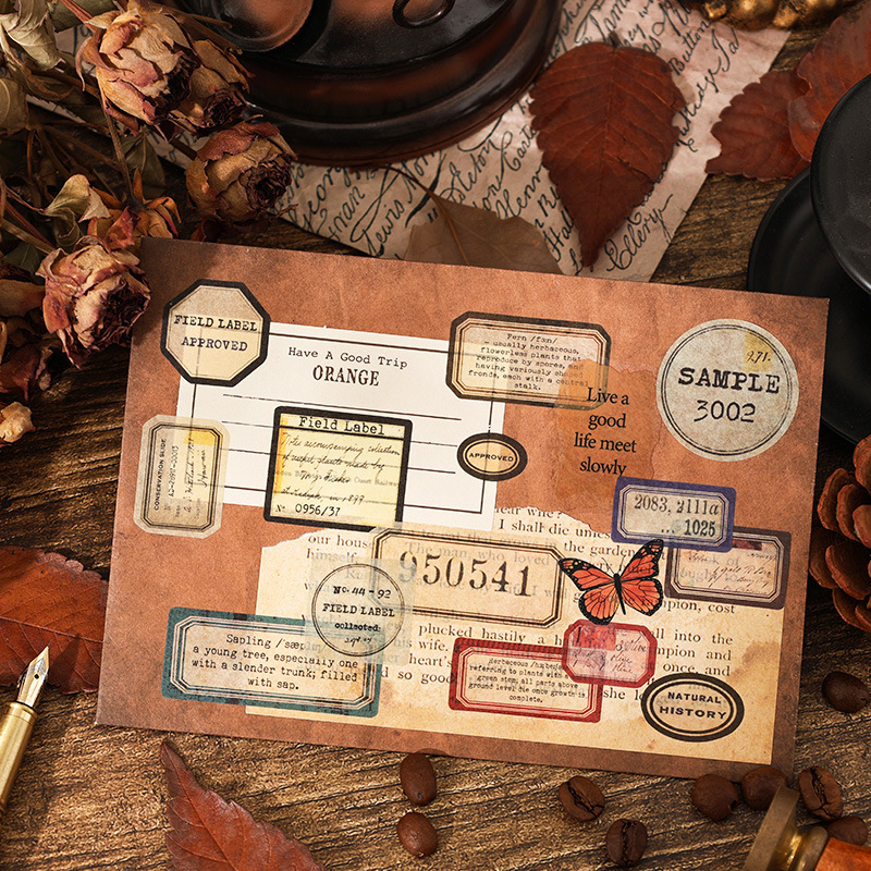 Etiquetas retro y pegatinas de papel diarios pegatinas transfronterizas sellos retro pegatinas cortadas de película