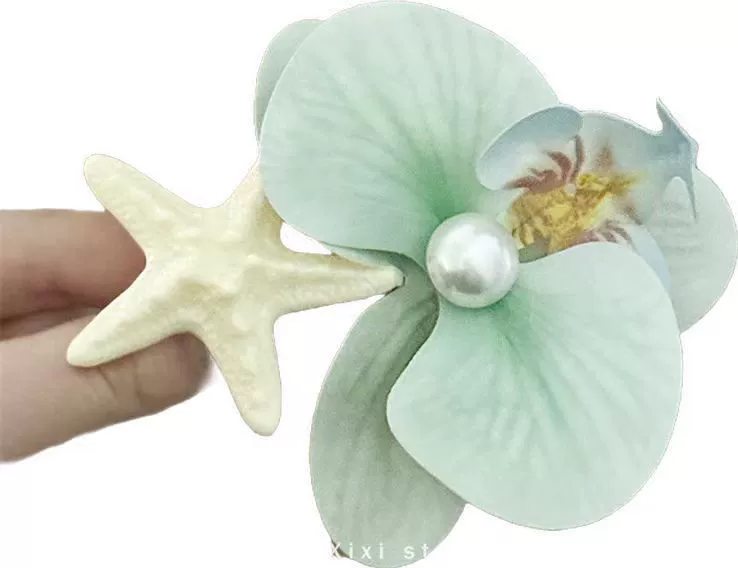 Hairgrip floral clips, princess French-style phalaenopsis & plumeria, multi-size duckbill & pins