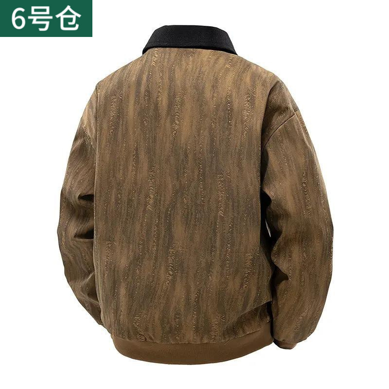 美式复古底特律夹克男春秋款时尚休闲宽松胖子翻领外套|undefined