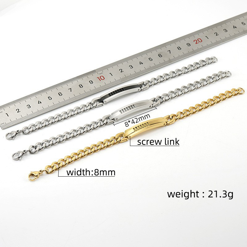 Fashion Geometric Titanium Steel Bracelets Plating Stainless Steel Id Bracelets display picture 1