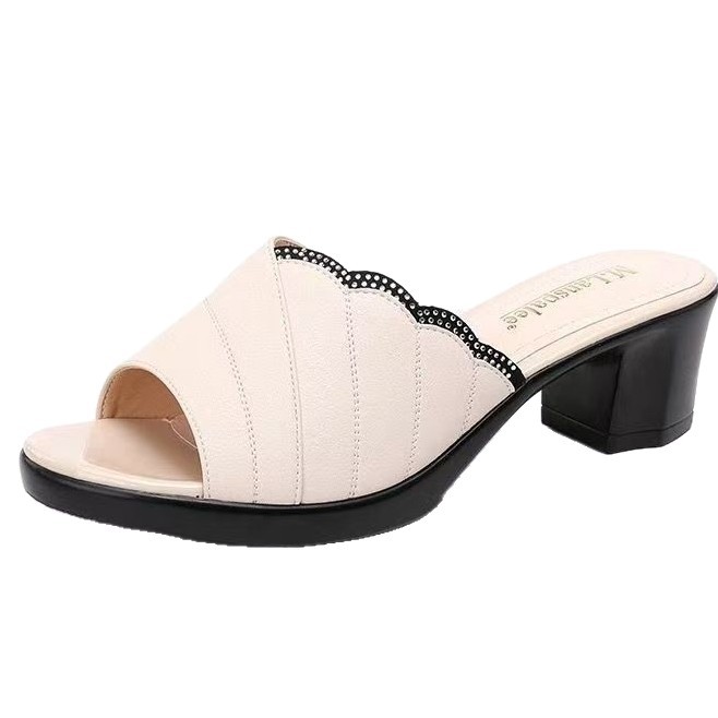 2024 nuevo estilo de verano versátil tacones gruesos zapatillas de tacones medios zapatillas de moda zapatillas de mujer image 5
