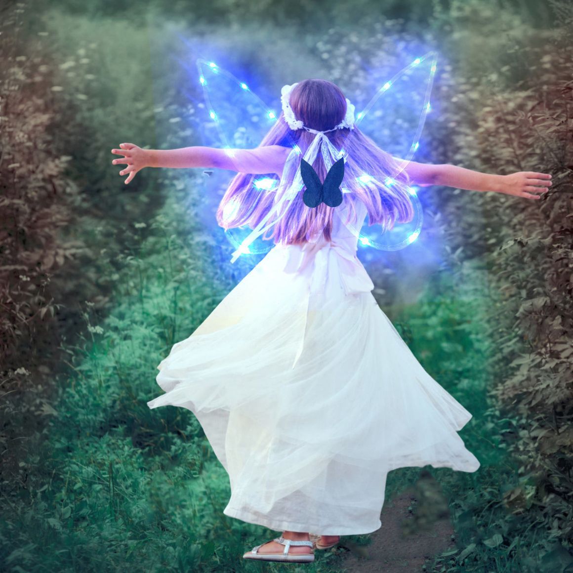 Amazon crossover niños adultos decoración con alas de luz Halloween adultos niños espalda con alas de luz intermitente