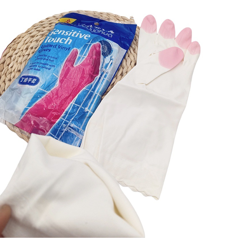 F1923 oferta especial flocado guantes de látex guantes de goma para el hogar lavavajillas lavandería limpieza 2 yuanes