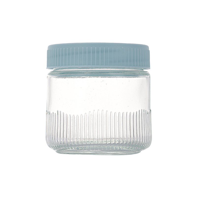 Tanque de almacenamiento de vidrio a rayas multifuncional granos domésticos granos de cocina frutas secas frasco sellado botella de salsa de miel