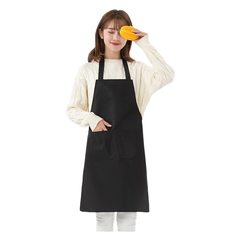 Delantales de cocina de poliéster con logo impreso, resistentes al agua, anti-manchas de aceite, para catering y trabajo, venta directa de fábrica.