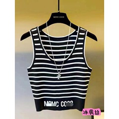 歐貨條紋針織吊帶背心女內搭打底夏外穿修身顯瘦短款時尚休閒上衣