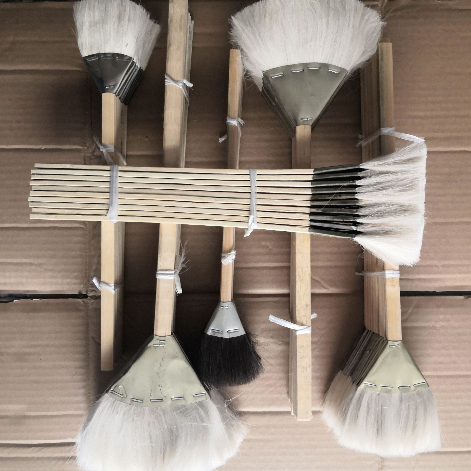 铸造用羊毛刷全尺寸2-12厘米扇形长柄掸笔扫笔涂料刷铁夹笔工具
