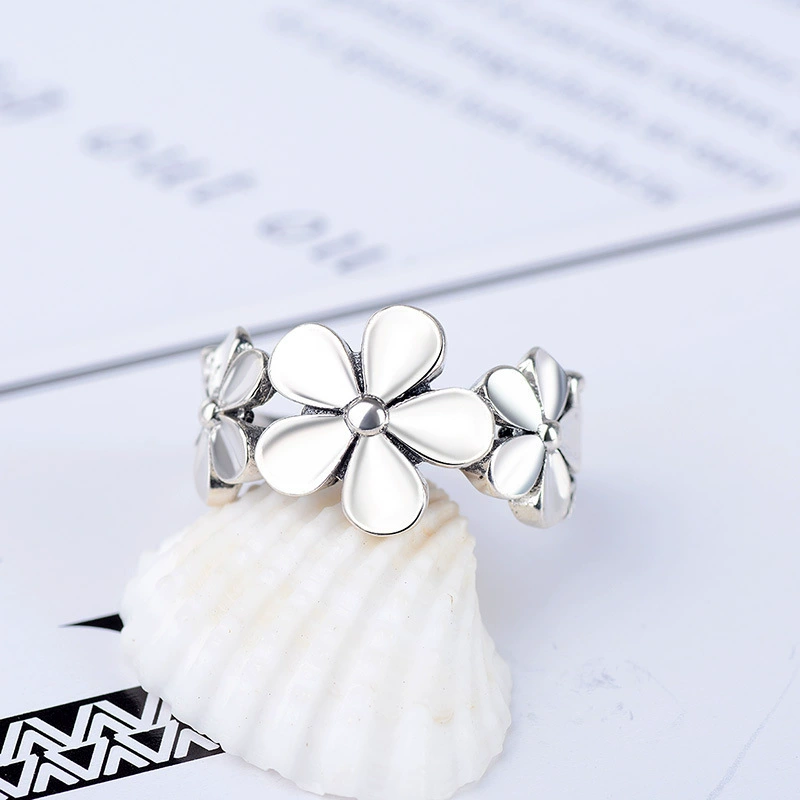 Retro one size creative ring, Korean style, silver 925 sample, flowered