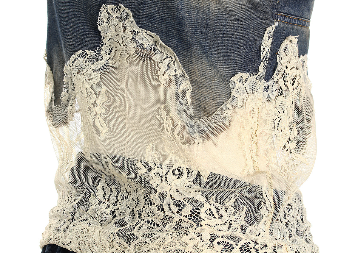 Personality Denim Two Piece Set Summer Drag Sister Sexy Lace Stitching Soft Surface Denim Suspender Shorts Sets