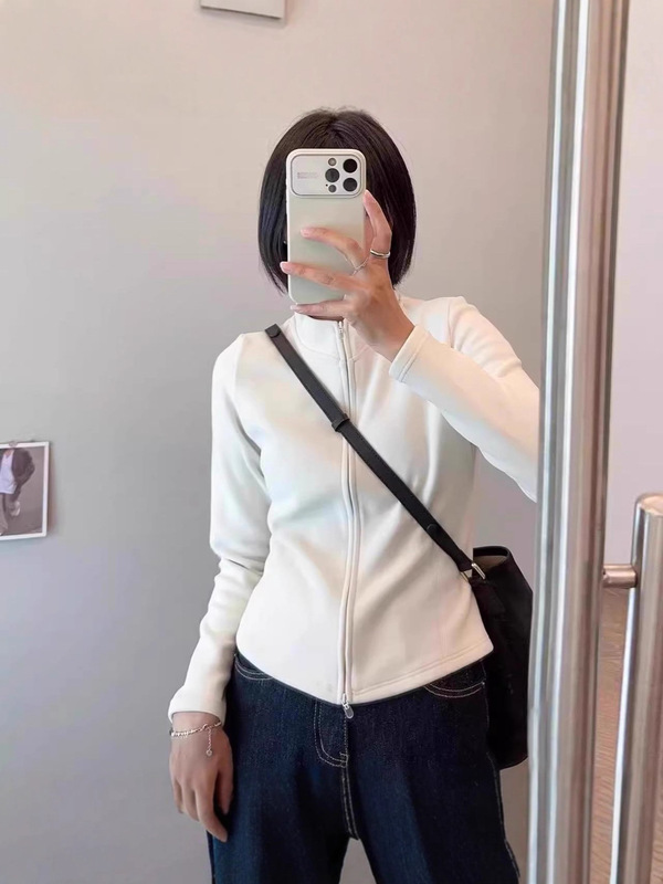 专柜撤回～剪标专柜超显身材！小蛮腰细腻德绒双拉链卫衣外套女|undefined