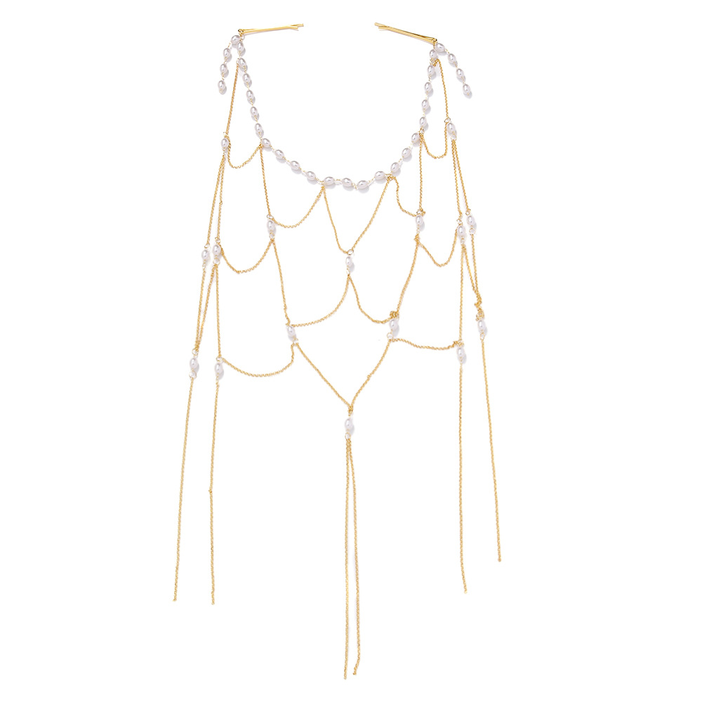 Amazon venta caliente de perlas cadena de termites ligera de lujo malla de novia accesorios de alta calidad banda de cabeza para mujeres