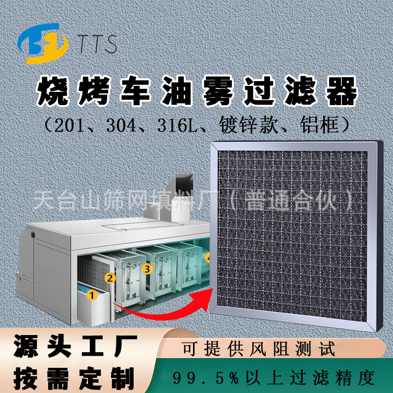 烧烤车油雾过滤网金属油烟净化器滤网商业净化器滤网压铸机滤网