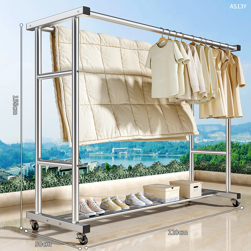 대담한 아연 도금 버전 120CM 이중 극 - 단일 레이어 보관 랙 + 범용 휠