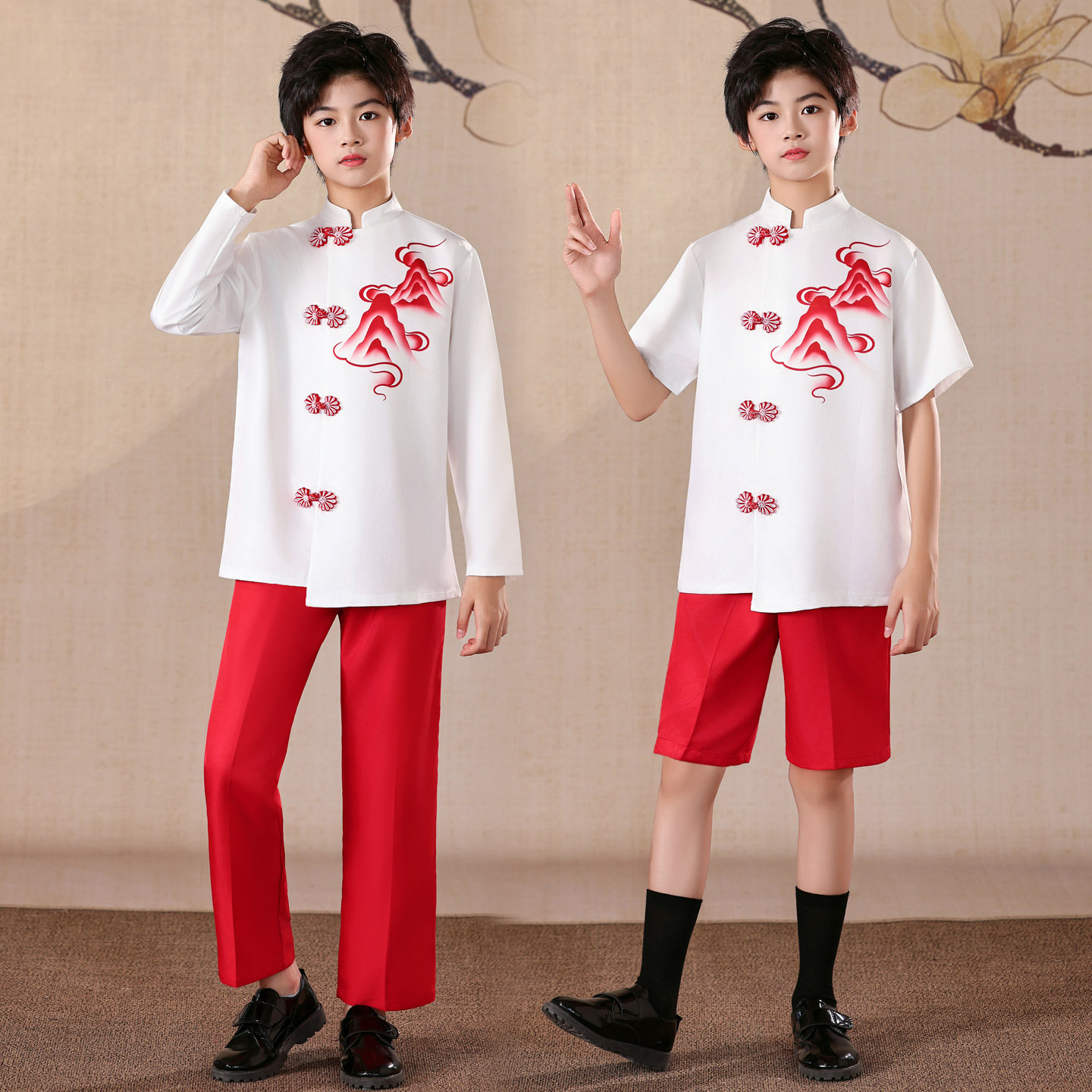 Children's red dress for students, suit, Chinese style 3