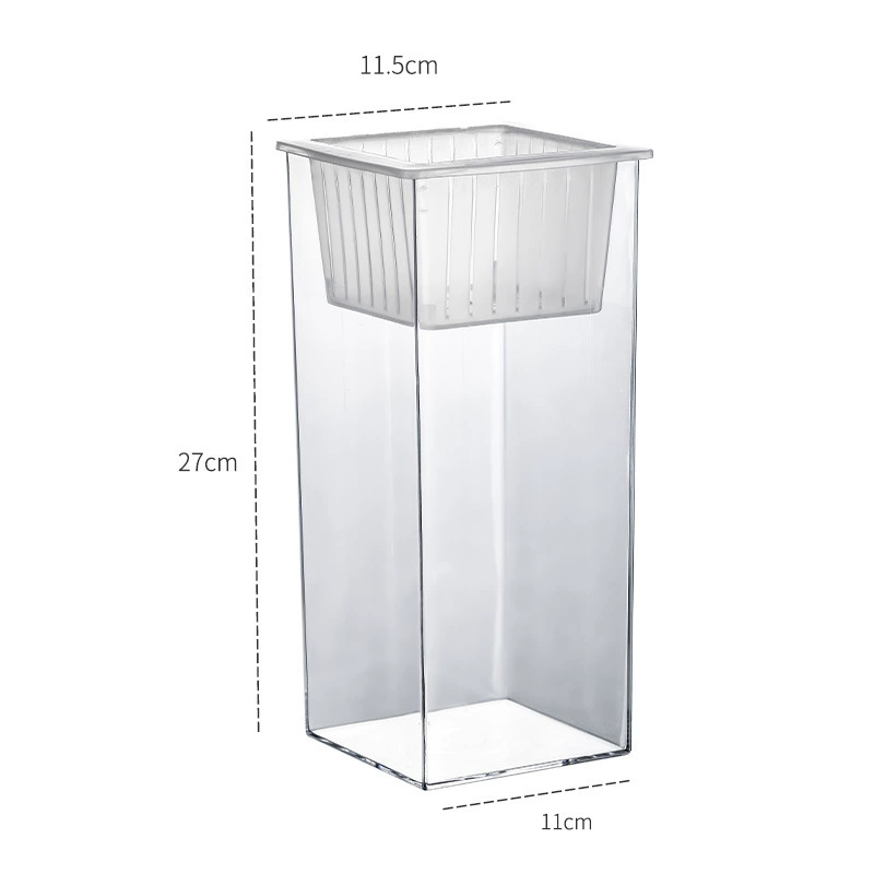Transparent square rich bamboo hydroponic flower vase ornaments fish tank container goldfish green plant ornamental micro landscape ecological tank