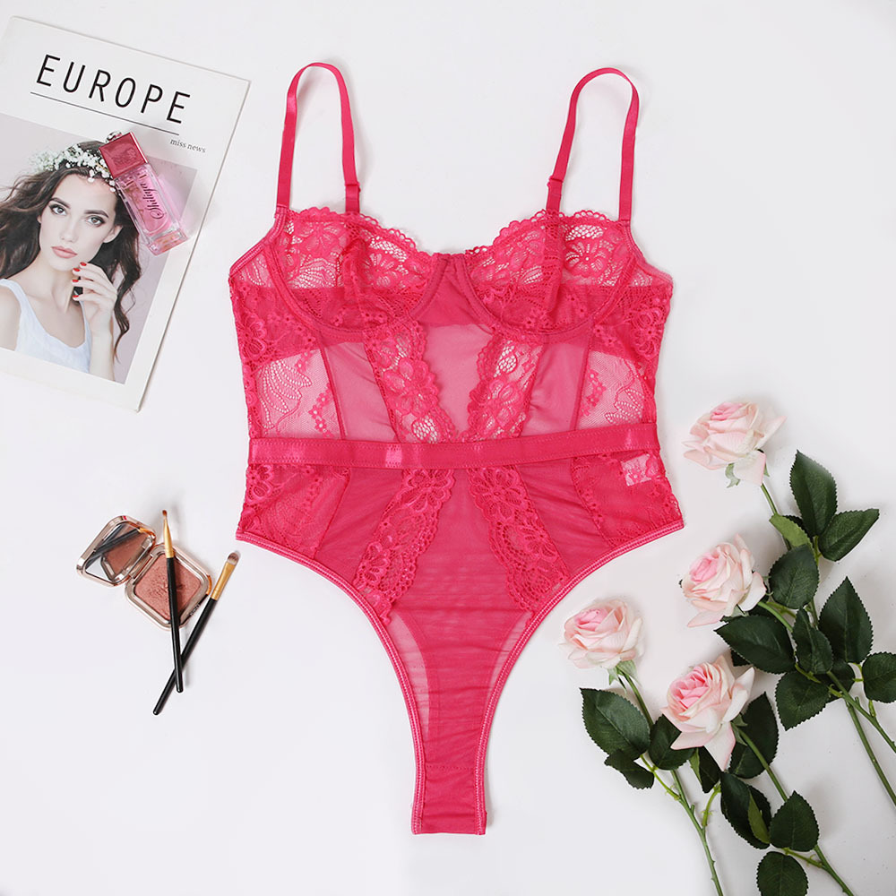 Embroidery Lace See-Through One-Piece Underwear NSRBL110847