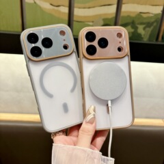 适用iPhone17pro手机壳大视窗磨砂磁吸苹果16pro全包防摔15保护套
