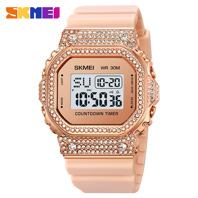 SKMEI diamante incrustado moda multi-funcional impermeable reloj electrónico par reloj transfronterizo Venta caliente reloj 2000