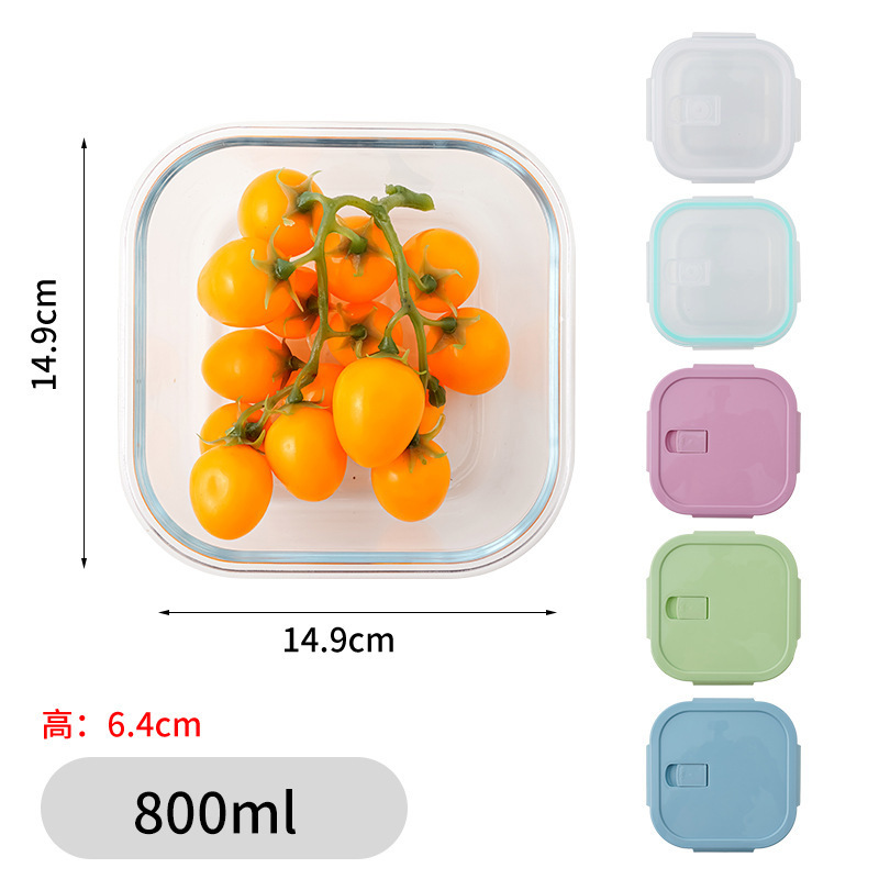 ガラス製弁当箱、ガラス製ボウル、電子レンジ対応長方形ボックス、耐熱弁当箱、丸型鮮度保持容器、電子レンジ対応|undefined
