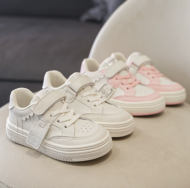 Children's white shoes, sneakers for men and women, sports casual footwear for leisure, autumn, trend of season, for teenagers, Korean style, soft sole