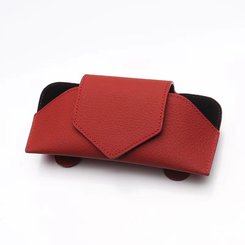 Leather Car Glasses Box Sun Visor High-end Sunglasses Frame Car Refueling Card Holder Car Sunglasses Storage Box