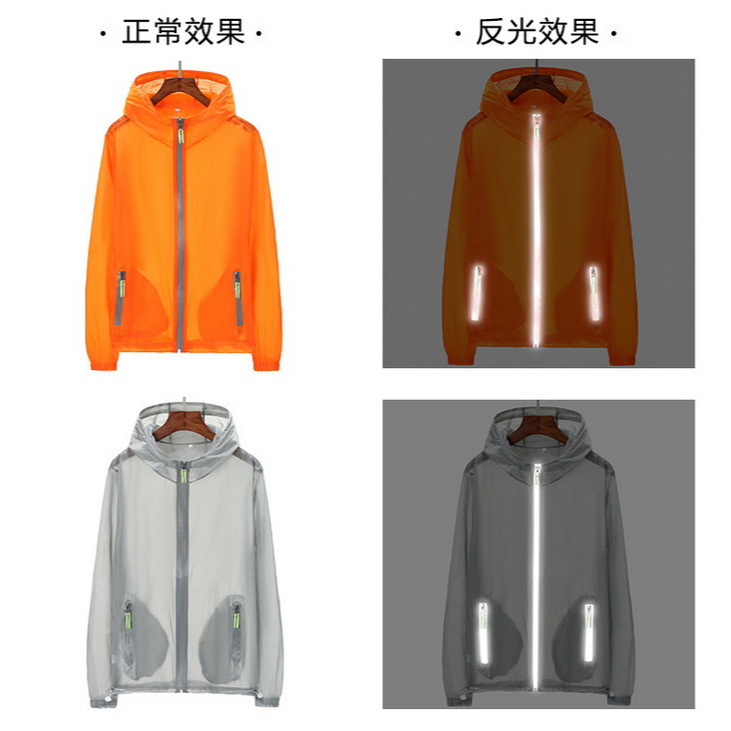 Cremallera reflectante para hombres talla grande ropa de protección solar pareja ropa de piel al aire libre ropa de pesca imagen impresa logo image 5