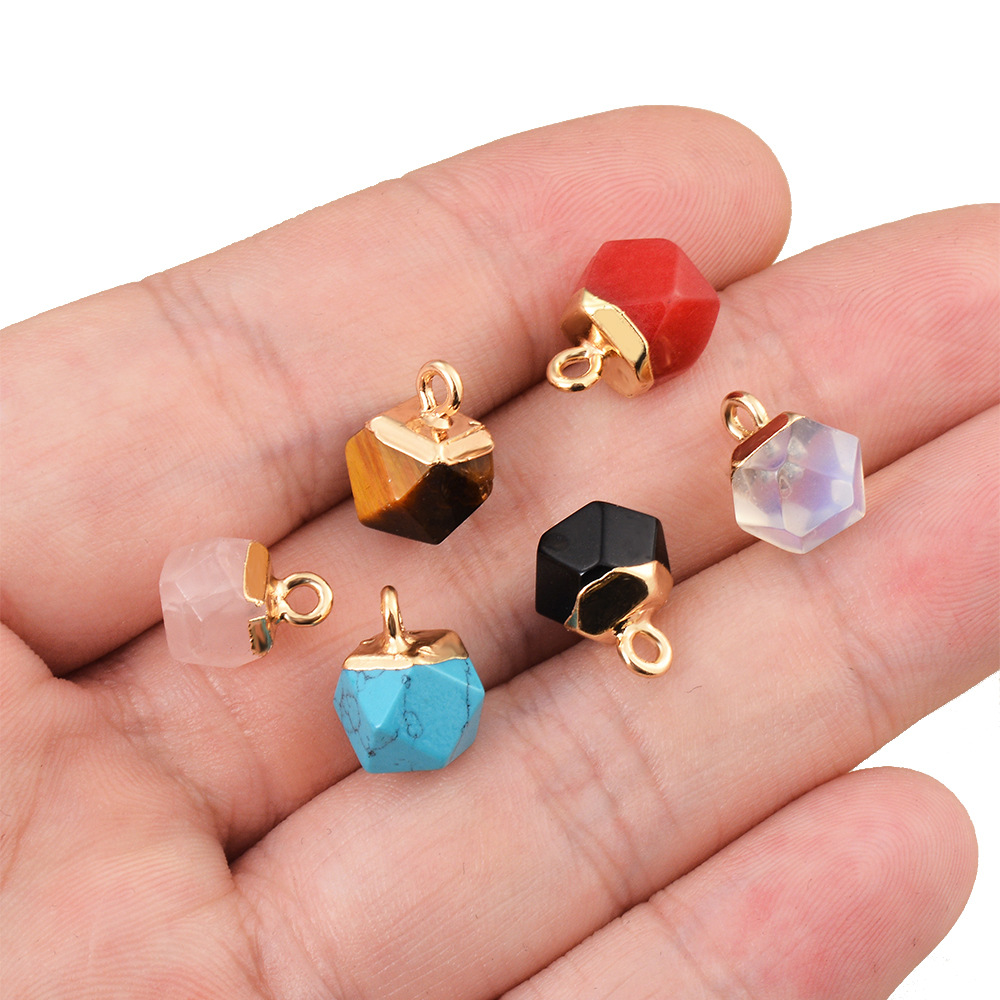 5 Pcs/package Simple Style Geometric Natural Stone Plating Inlay Pendant Jewelry Accessories display picture 2