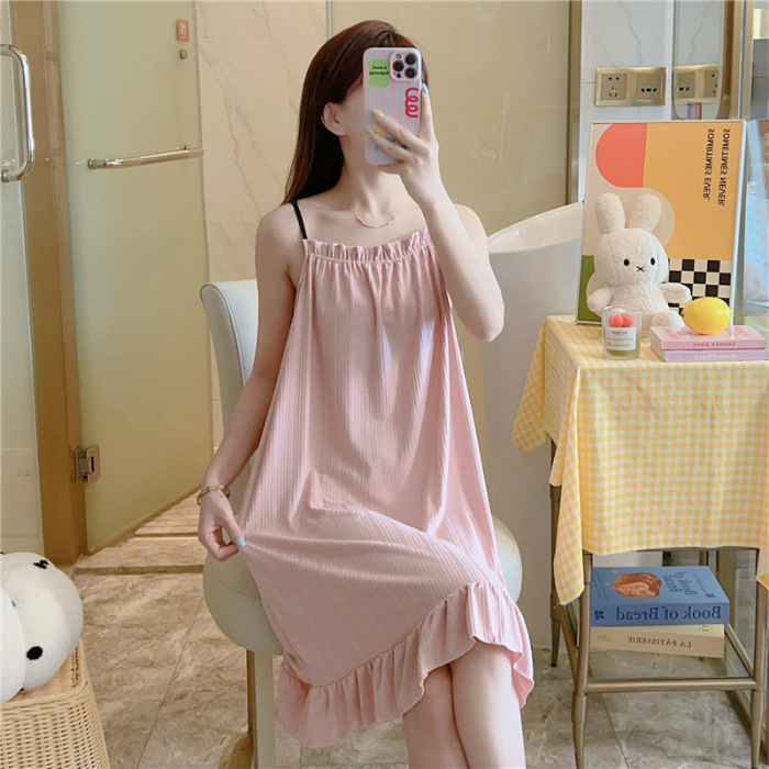 Pijama de cabina de verano nuevo estilo simple color sólido ocio dulce pijama casero algodón comercio exterior al por mayor