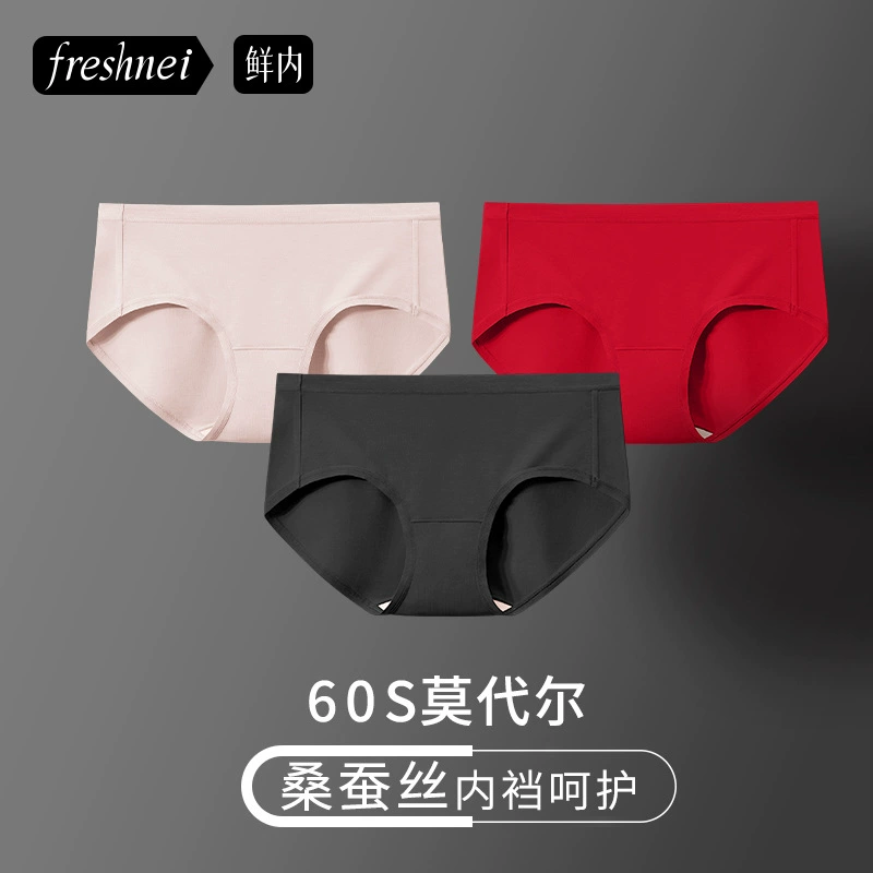 High-Elastic Seamless Women's Underwear, 60-Count Lenzing Modal Underwear for Women, 100% Mulberry Silk Breathable Crotch