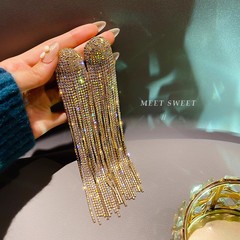 欧米の大げさなイヤリングは長いタイプのフリンジの高級感があります。