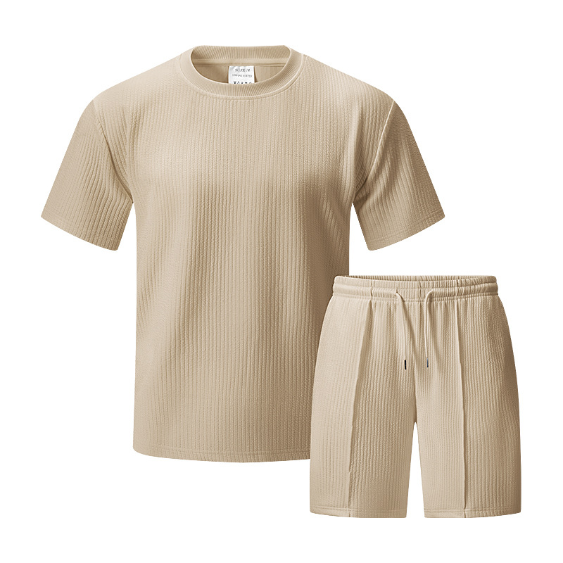 Men's Textured Polo Shirt – 3D Knit Short-Sleeve T-Shirt With Modern Collar, Lightweight & Breathable Summer Top (S-XXL, Black/Khaki/Cream)_voghion.com