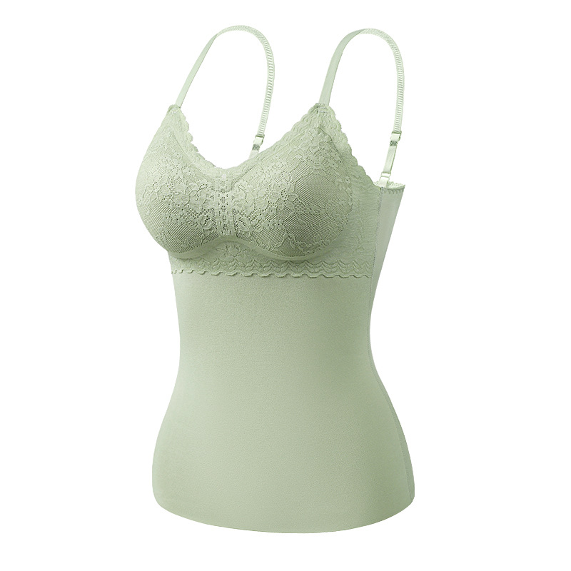 Camisola térmica de terciopelo de doble cara con almohadilla en el pecho top de ropa interior térmica sin costuras de cachemir de seda para mujer