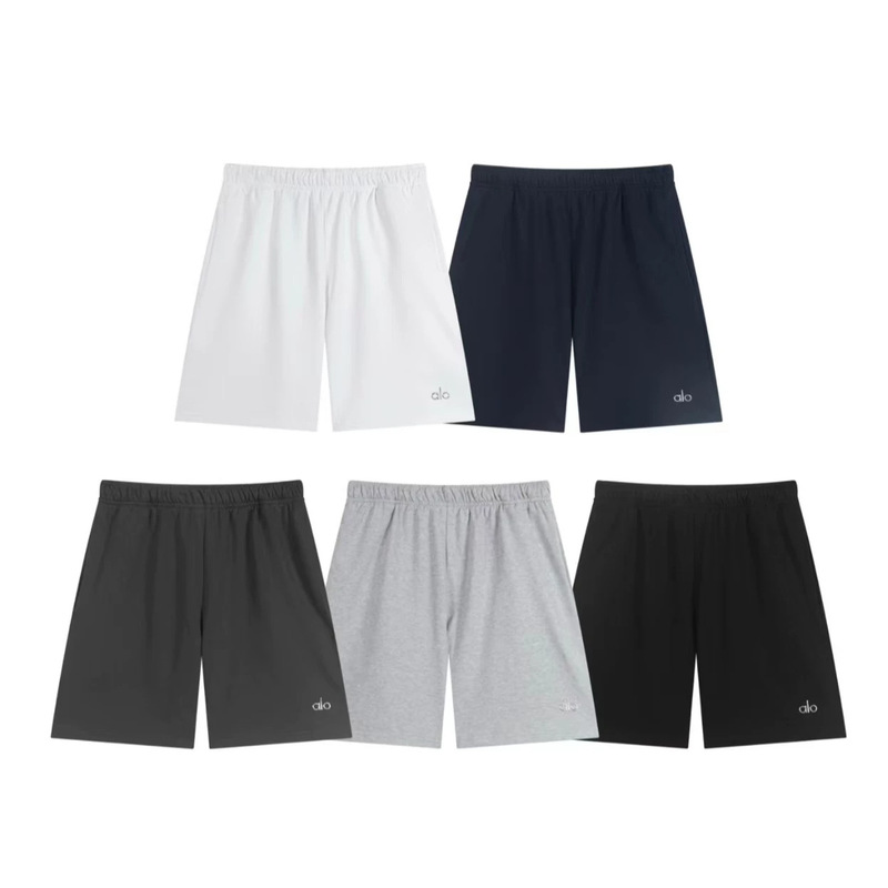 Cross-Border Foreign Trade Alo Summer Men's 3D Silver-Embossed Logo High-Waist Drawstring Sports Casual Versatile Shorts
