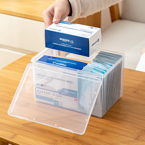 Household transparent plastic flip-top storage box multi-specification large-capacity medicine portable medicine box