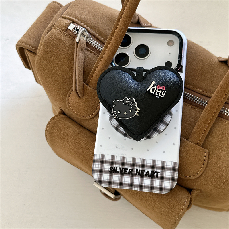 格纹立体KT爱心磁吸支架适用iPhone17苹果16ProMax/15/14手机壳女|undefined