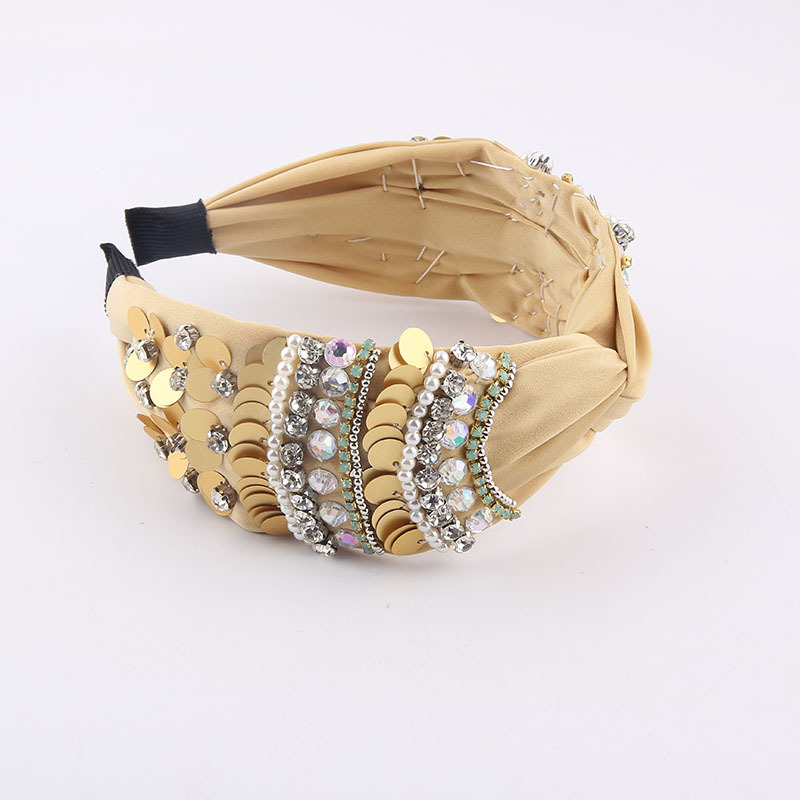 New Fashion European And American Style Fabric Rhinestone Pearl Sequined Personalized Headband Women's Dance Street Shooting Travel Hair Accessories Headdress display picture 2