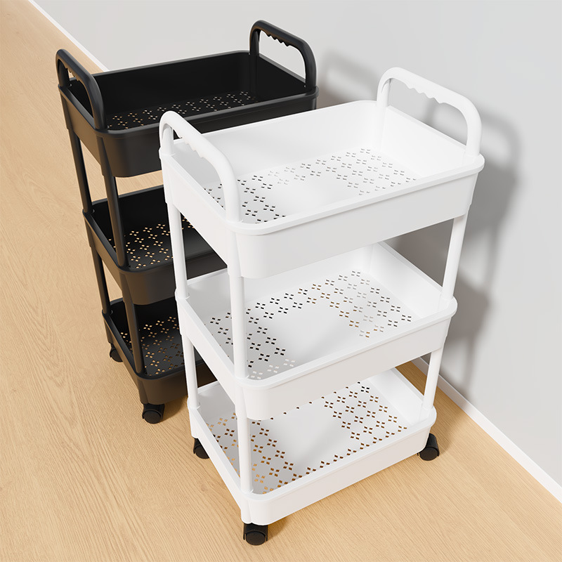 Trolley Storage Rack Floor-Standing Living Room Kitchen Bathroom Mobile Multi-Layer Snack Rack Bedroom Bedside Storage Storage Rack