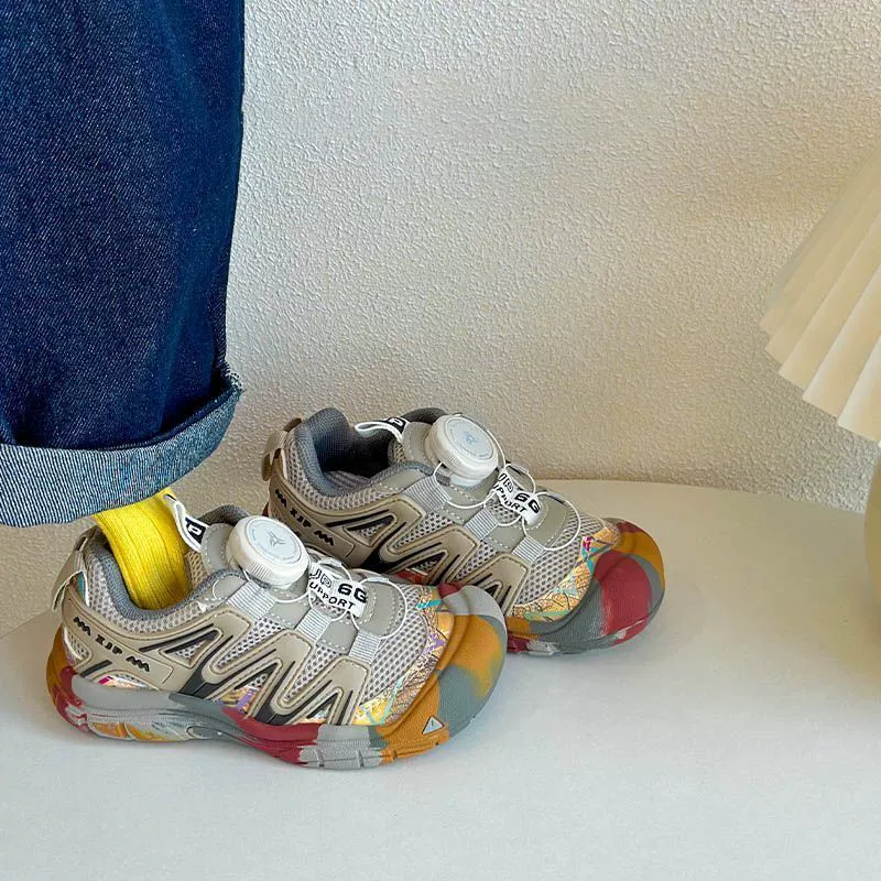 2024 осень новая корейская детская спортивная обувь для мальчиков на открытом воздухе походная обувь для девочек дышащая беговая обувь