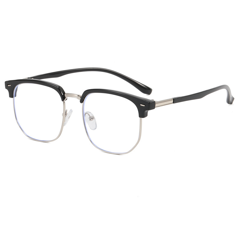 Retro eyebrow black half frame anti-blue light radiation myopia glasses frame 9370 men's fashion can match students myopia glasses