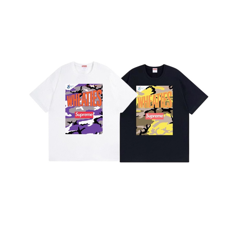 25 High Version Cross-Border Trendy Brand Supreme Summer New Joint Street Fashion T-Shirt Pure Cotton Loose Couple Style Short Sleeves