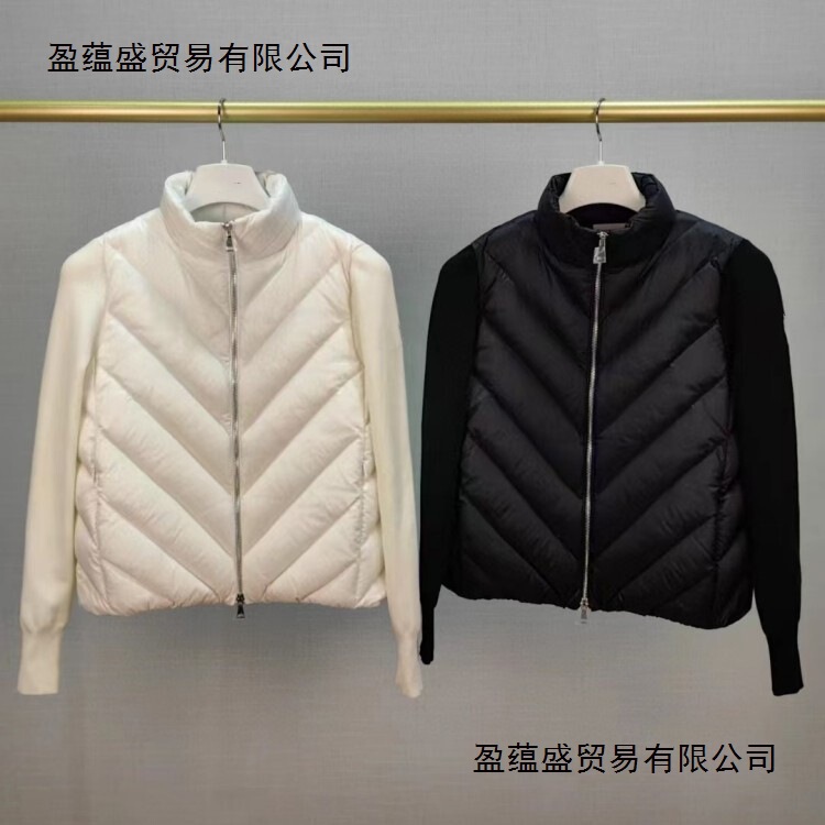 M Brand High Version Autumn and Winter New down Jacket Lightweight Long-Sleeve Wool Sleeve Casual Age-Reducing Versatile Hooded V